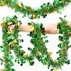 55 77ft St Patrick s Day Tinsel Garland Green Gold Shamrock Hat Tinsel Garland 