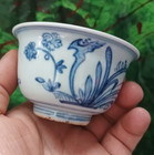 Nice Chinese Collectable Art Hand Blue White Porcelain Flowers Plants Cup