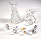 Mixed Lot Of Vtg Pressed Clear Glass Cruets   Lot Of Stoppers