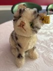 Steiff Cat Susie  Vintage  Mohair  Silver Button  Yellow Fl  14 Cm  Pristine 