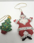 Vintage Handmade Santa Claus wreath candy Cane tree Felt Sequin Xmas Ornaments