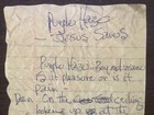 Hand Written Notes By Jimi Hendrix For    purple Haze    Song   reproduction  