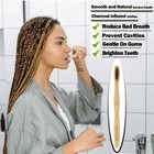 10 Pack Bamboo Toothbrushes     Charcoal Soft   Medium Bristles  Eco Friendly Wood