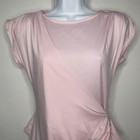 Vintage 70s Wild Dress Baby Pink Ruffled Rhinestone Faux Wrap Dress Size 7 8