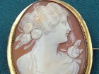 Estate Antique Shell Cameo Profile Pin   Pendant High Relief Carving  1 5 x 1 25