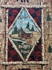Riggsbee Vtg Home Sweet Home Tapestry Throw Blanket Cabin Bear Fringe 44x68 Lake