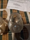 3 Vintage antique Usa Art Deco Clear Glass Bird Cage Feeder seed water Cup bowl