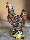 Antique Hand Painted Cast Iron Chicken Coin Bank