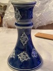 Vintage Cobalt Blue   White Silvestri Tapered Candle Holder 5 