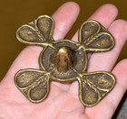 Antique Ethiopian Brass Shield Amulet Handmade Embellishment Ethiopia  Africa