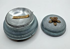 Vintage Metal Powder Puff Music Box Blue Trinket Box Anniversary Song Tested