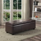 Simpli Home Avalon Faux Leather Storage Bench In Tanners Brown