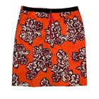 Maeve Anthropologie Womens Orange Floral Pencil Skirt Sz 12 Cotton Blend Stretch