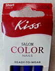 Kiss Salon Color Nails Shiny Bon Jor Blue Glue On Short Length