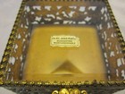 Metal Filigree Jewelry Casket Coffin Box 4  Square Velvet 24 Kt Gold Plated 1950