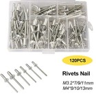 Heavy Duty Riveter Set Pop Rivet Gun 120pcs Blind Rivets Assortment Kit Hand Too
