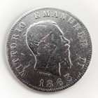 Italy 1 Lire Milano  1863 Vittorio Emmanuel Il Silver Km 5a 4 65gr  Dea212