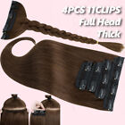 Thick Real Remy Clip In Human Hair Extensions Full Head Double Drawn 4pcs 11clip