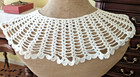 Vtg Detachable White Hand Crocheted Lace Collar Pearl-like Buttons Cottage Core