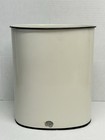 Vintage Ransburg Hand Painted Metal Wastebasket Trash Can Ivory Kitchen Bouquet