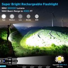 High Lumen Rechargeable Led Flashlight  900000 Xhp70 2  10 Modes Zoomable wat   