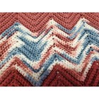 Handmade Crochet Chevron Blanket Afghan Throw Rust Blue White Knit  54 wx109 l