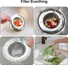 4 5  Kitchen Sink Strainer Stopper Stainless Steel Drain Basket Waste Plug