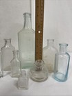 Lot Of 8 Antique Vintage Medicine Bottles Aqua Blue Clear Apothecary Glass Old