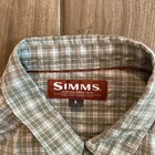 Simms Fishing Long Sleeve Shirt Green Plaid Fishing Water Resistant Large