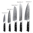 5pcs Turwho Paring Santoku Chef Knife Japanese Vg10 Damascus Steel Kitchen Knife