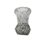 Vintage Clear Cut Crystal Glass Bud Vase Pinwheel Diamond Starburst 5 Inch