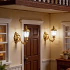 5pcs Set Miniature Vintage Led Wall Lamp Landscape Lantern Dollhouse Lights Gold