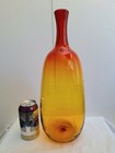 Blenko   Art Glass Decanter Bottle Vase 16  Amberina Tangerine No Stopper
