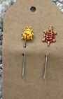 Vintage 1970 s Enamel Stick Pin Turtle Lady Bug Hat Lapel 