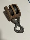 Antique Wooden Barn Boat Double Pulley - Vintage Farm Hardware Block   Tackle
