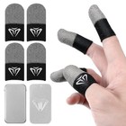 4pcs Finger Sleeves Mobile Gaming Gloves  Silver Fiber Game 2pair Black   1box