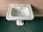 Antique 27x22 White Ceramic Pedestal Bathroom Sink Old Vtg Standard 299-26e
