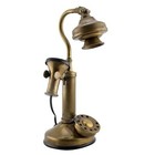 Antique Brass Phone Candlestick Telephone Vintage Tabletop Home Deco Non-working