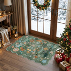 Washable Floral 2x3 Area Rug  Indoor Soft Scalloped Carpet For Entryway Kitchen