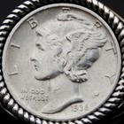 Us 1936 Mercury Dime Silver Au Coin 925 Sterling Silver Ring Banknote Olive Leaf