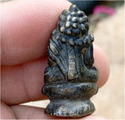 Ancient Phra Upakut Khmer Silver Bronze Thai Buddha Amulet Rare Antique