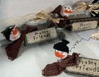 4 Primitive Handmade Christmas Snowman Head Ornie bowl Filler Hanging Ornament