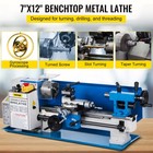 Bench Top Mini Metal Milling Lathe 7x12 Variable Speed 0-2250 Rpm W  Lamp