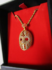 Eminem Diamond Gold Hockey Mask Necklace 24 Inch Chain Sold Out Slim Shady New
