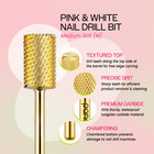 Usa Professional 3 32  Big Pink   White Nail Drill Carbide Bit-  gold  Medium 