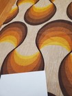Awesome Rare Vintage Mid Century Retro 70s Yel Tan Brn Waves Knit Fabric  Look 
