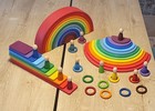 Wooden Rainbow Stacker Toy Set 70 Pcs Grimms Style  1 Age Montessori Stacking