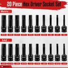 Wett 1 2  Drive Master Impact Hex Bit Set  20 Piece Hex Driver Socket Set  Allen