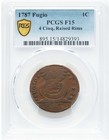 1787 Fugio Cent 1c States United  4 Cinq Raised Rims Pcgs F15