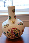 9 5  China Old Dynasty Porcelain Qianlong Mark Famille Rose Dragon Phoenix Vase